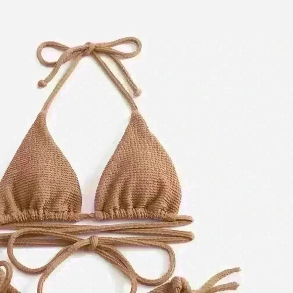 NWT Textured Triangle Wrap Around Tie Bikini SET - Picture 3 of 16
